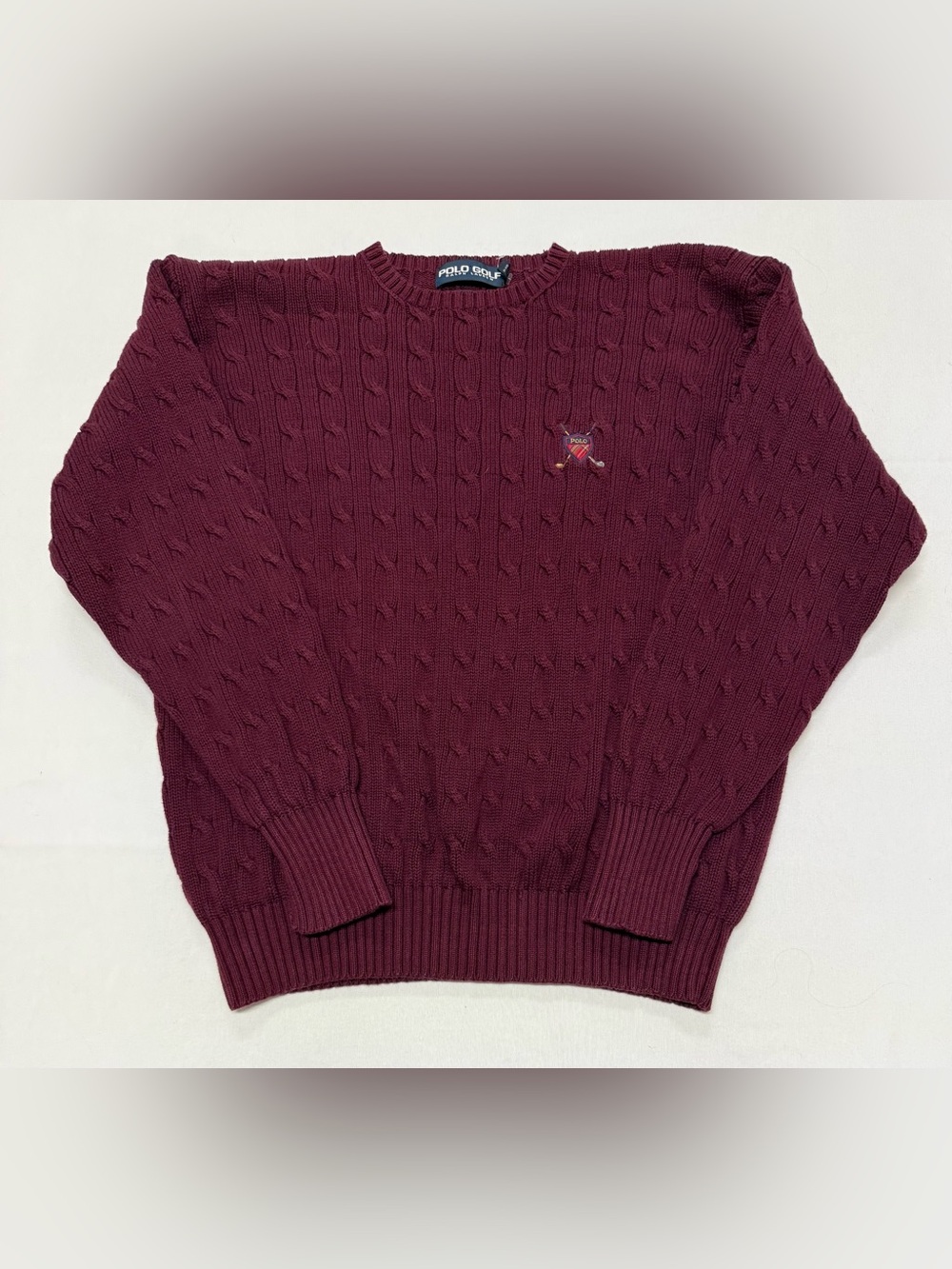 Vintage Polo Golf Ralph Lauren Men’s Crewneck Cable Knit Sweater - Burgundy
